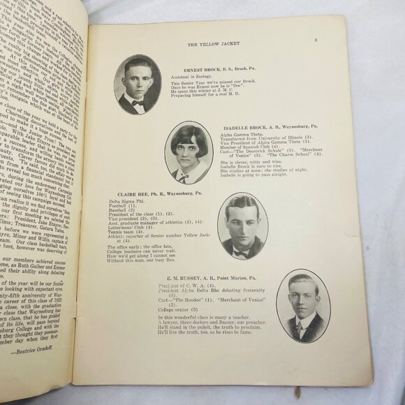 Waynesburg College The Yellow Jacket Senior Number June 1925 Yearbook Antique - Picture 7 of 10